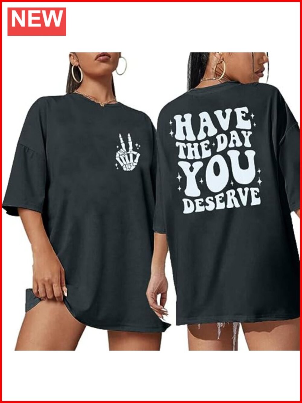Oversized Skeleton Graphic Tee Funny Skull T-Shirt Casual Crew Neck Cotton Blend